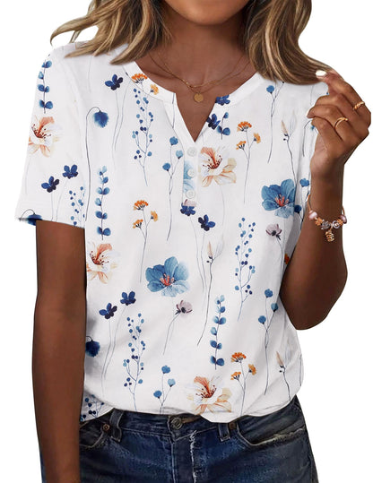 Zeagoo Womens Summer Tops Casual Short Sleeve V Neck Shirts Business Dressy Work Tunic Blouses