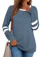 AUTOMET Womens Long Sleeve Shirts Color Block Casual Crewneck Tops Tshirt Basic Tees Fall Fashion Clothes Trendy Outfits