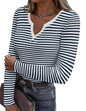 Zeagoo Womens Long Sleeve Shirts V-Neck Slim Fitted Knit Top Stretch Ribbed Basic Tee Casual Y2k Going Out T-Shirt