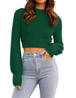 ZESICA Women's Fall Mock Neck Cropped Sweater Long Sleeve Soft Ribbed Knit Pullover Jumper Tops