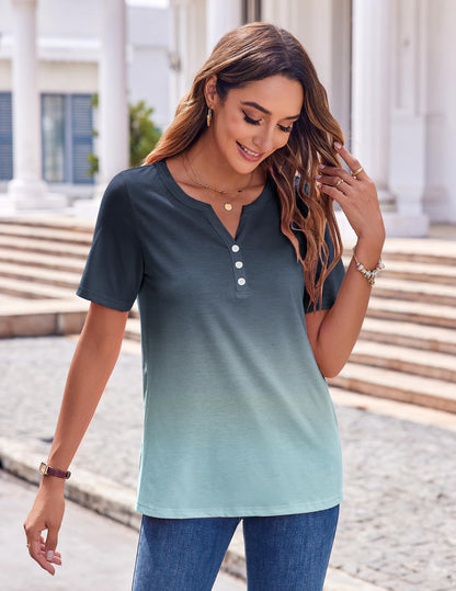 Zeagoo Womens Summer Tops Casual Short Sleeve V Neck Shirts Business Dressy Work Tunic Blouses