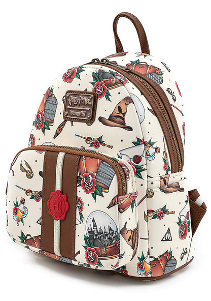 Loungefly Harry Potter Tattoo Art Cream Color Womens Double Strap Shoulder Bag Purse