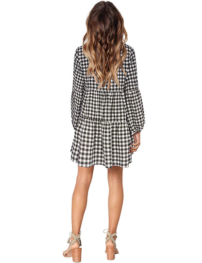Amoretu Women Summer Tunic Dress V Neck Casual Loose Flowy Swing Shift Dress
