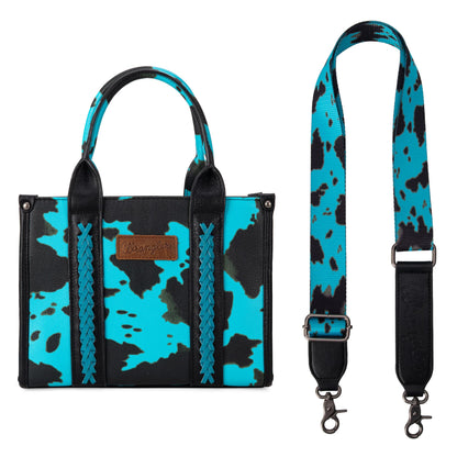 Wrangler Cow Print Tote Bag for Women Western Purse Boho Top Handle Satchel Handbag with Signature Strap