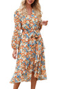 PRETTYGARDEN Women's Floral Print Boho Dress Long Sleeve Wrap V Neck Ruffle Belted A-Line Flowy Maxi Dresses