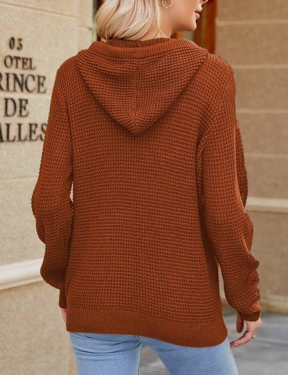 CiCiBird Women Fall Hoodies Sweater Knit V Neck Tops Oversized Fashion Pullover Casual Long Sleeve Shirts with Pockets