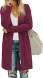 OUGES Women's Open Front Cardigan Shirt with Pockets Long Sleeve Lightweight Coat