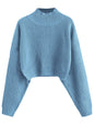 ZAFUL Women's Cropped Turtleneck Sweater Lantern Sleeve Ribbed Knit Pullover Sweater Jumper