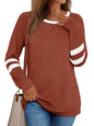 AUTOMET Womens Long Sleeve Shirts Color Block Casual Crewneck Tops Tshirt Basic Tees Fall Fashion Clothes Trendy Outfits