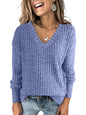 ANRABESS Long Sleeve Shirts for Women V Neck Casual Fall Tops Loose Fit Lightweight Sweaters Tunic Fashion 2024 Clothes