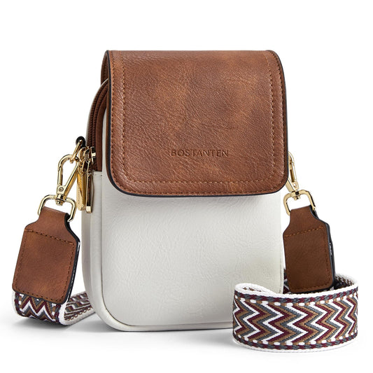 BOSTANTEN Small Crossbody Bags for Women Trendy Leather Phone Wallet Purses Handbags Adjustable Guitar Strap