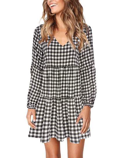 Amoretu Women Summer Tunic Dress V Neck Casual Loose Flowy Swing Shift Dress