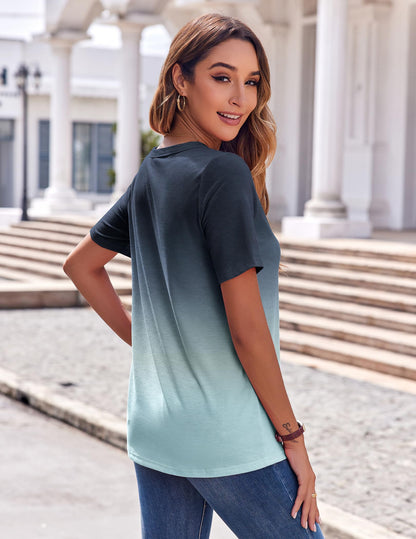 Zeagoo Womens Summer Tops Casual Short Sleeve V Neck Shirts Business Dressy Work Tunic Blouses