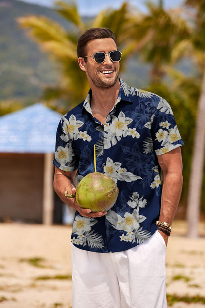 COOFANDY Men's Linen Shirts Short Sleeve Casual Shirts Button Down Shirt for Men Beach Summer Wedding Shirt