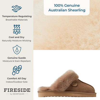Dearfoams Women's Fireside Sydney Shearling Fur Indoor/Outdoor Scuff Slipper with Wide Widths
