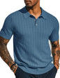 PJ PAUL JONES Mens Knit Polo Shirt Short Sleeve Hollow Out Knit Shirt Texture Knitted Polo