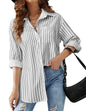 HOTOUCH Women Oversized Button Down Shirts Office Drop Shoulder Blouse Long Sleeve Boyfriend Dress Shirt with Pockets