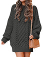 ANRABESS Women Long Sleeve Oversized Cable Knit Chunky Baggy Loose Pullover Tunic Mini Sweater Dress 2024 Trendy Fall Outfits
