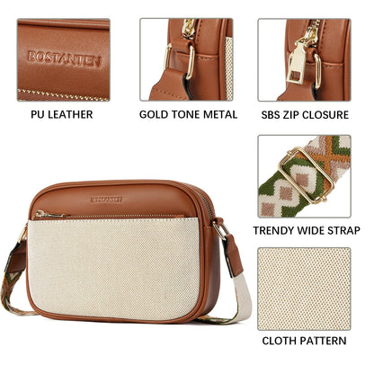 BOSTANTEN Quilted Crossbody Bags for Women Vegan Leather Purses Small Shoulder Handbags with Wide Strap