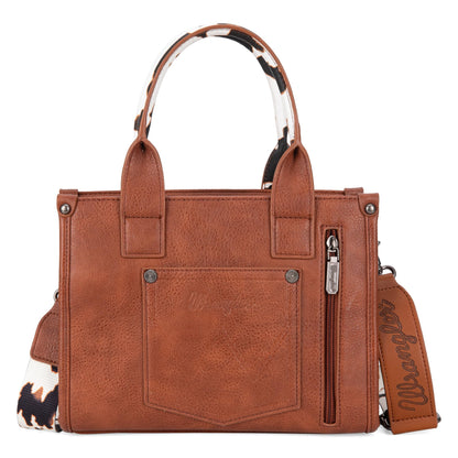 Wrangler Cow Print Tote Bag for Women Western Purse Boho Top Handle Satchel Handbag with Signature Strap