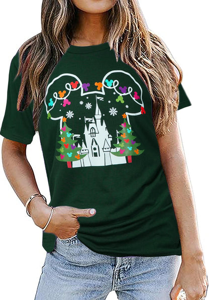 Merry Christmas Shirts for Women Xmas Holiday Tops Short Sleeve Tshirt Casual Graphic tees