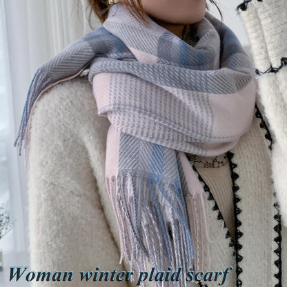 YSense Women's Long Plaid Blanket Scarf Chunky Oversized Winter Fall Warm Scarf Big Tartan Scarves Wrap Shawl Ladies Gifts