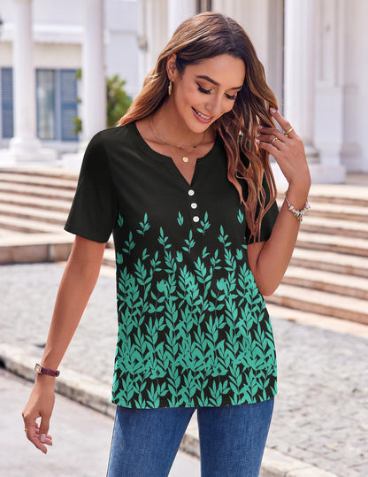 Zeagoo Womens Summer Tops Casual Short Sleeve V Neck Shirts Business Dressy Work Tunic Blouses
