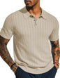 PJ PAUL JONES Mens Knit Polo Shirt Short Sleeve Hollow Out Knit Shirt Texture Knitted Polo