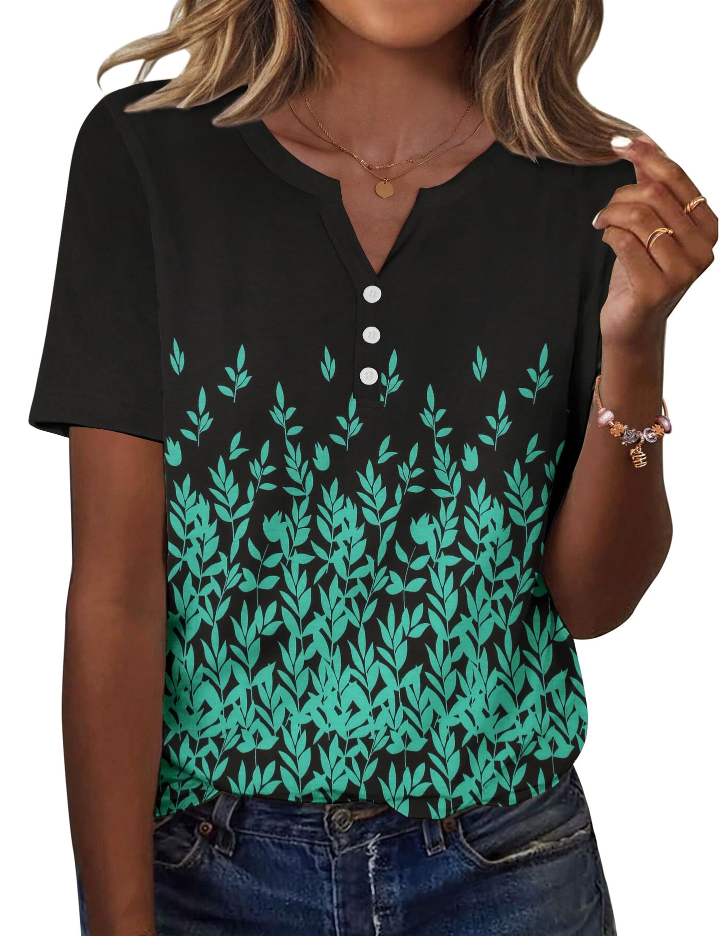 Zeagoo Womens Summer Tops Casual Short Sleeve V Neck Shirts Business Dressy Work Tunic Blouses