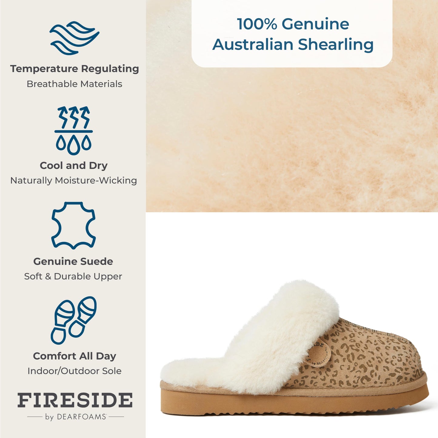 Dearfoams Women's Fireside Sydney Shearling Fur Indoor/Outdoor Scuff Slipper with Wide Widths