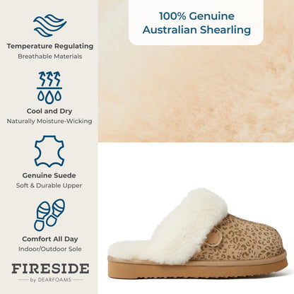 Dearfoams Women's Fireside Sydney Shearling Fur Indoor/Outdoor Scuff Slipper with Wide Widths