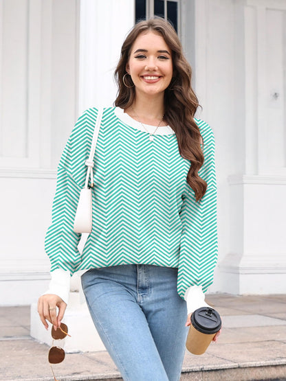 ETCYY Womens Oversized Sweaters Fall 2024 Fashion Clothes Trendy Batwing Sleeve Colorblock Striped Knit Pullover Sweater Tops