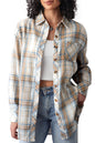 CHYRII Womens Button Down Flannel Shirts Long Sleeve Plaid Shackets Business Casual Blouse Top
