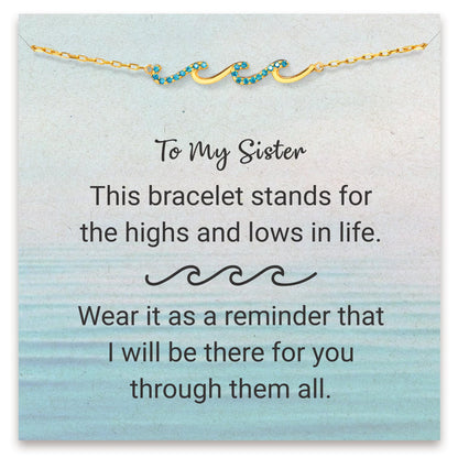 STORYJEWELLERY Wave Bracelets, Birthday Gifts for Women, Gifts for Mom, Sister Birthday Gifts, Daughter Gifts from Mom, Mom Birthday Gifts, Daughter Bracelets, Mothers Day Gifts, Christmas Gifts