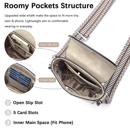 BOSTANTEN Small Crossbody Bags for Women Trendy Leather Phone Wallet Purses Handbags Adjustable Guitar Strap