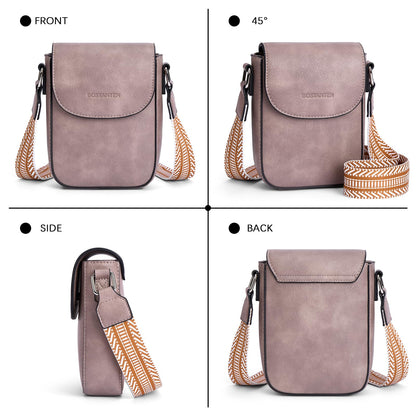 BOSTANTEN Small Crossbody Bags for Women Trendy Leather Phone Wallet Purses Handbags Adjustable Guitar Strap