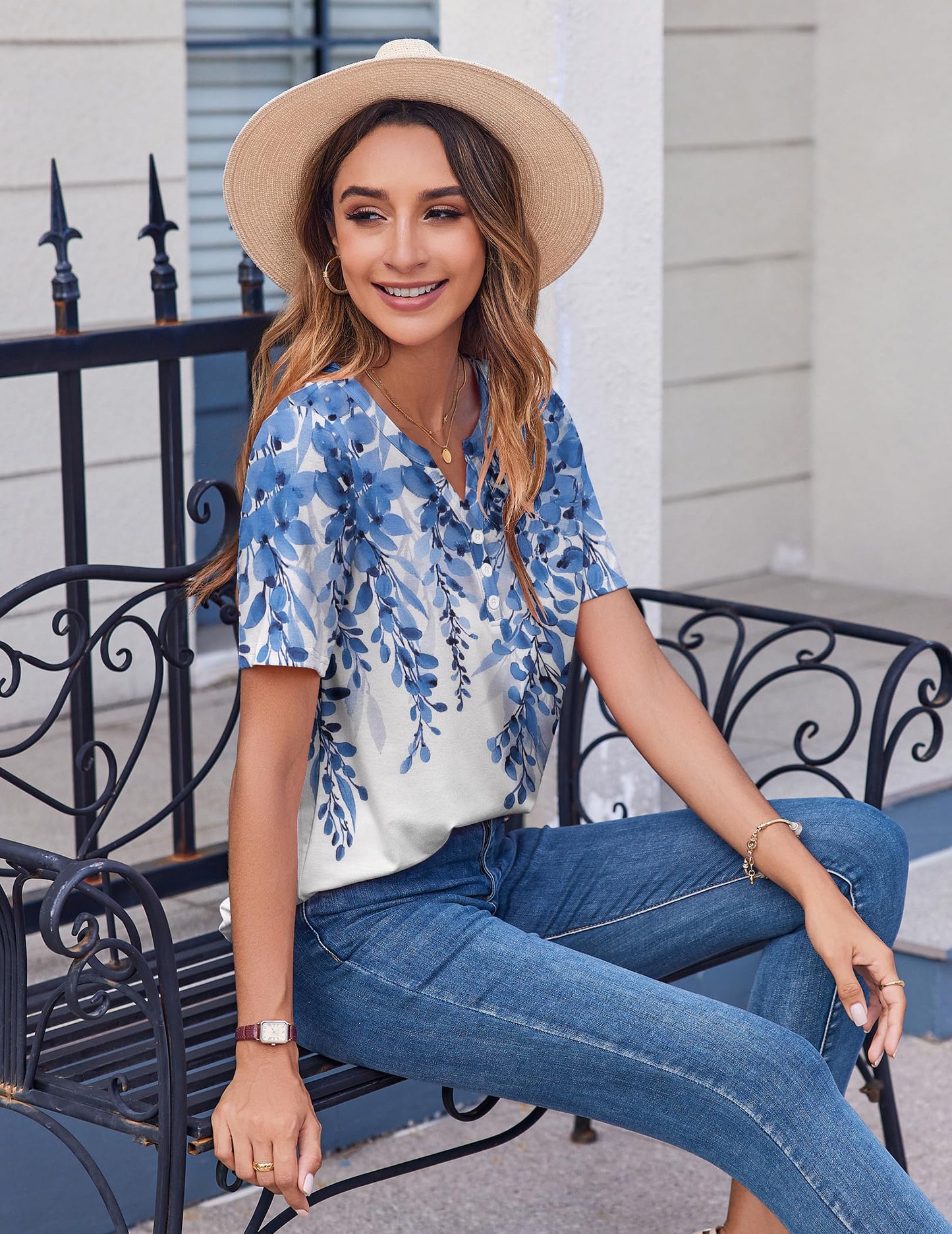 Zeagoo Womens Summer Tops Casual Short Sleeve V Neck Shirts Business Dressy Work Tunic Blouses
