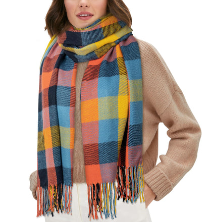 YSense Women's Long Plaid Blanket Scarf Chunky Oversized Winter Fall Warm Scarf Big Tartan Scarves Wrap Shawl Ladies Gifts