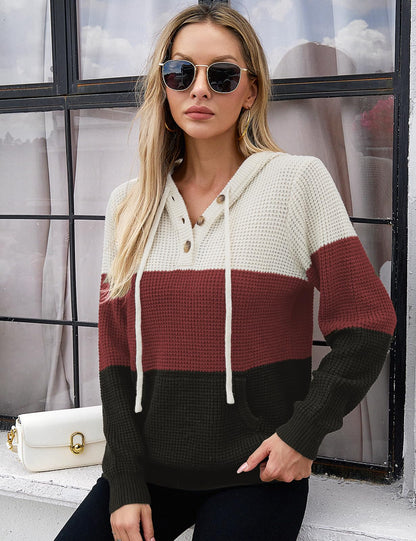 CiCiBird Women Fall Hoodies Sweater Knit V Neck Tops Oversized Fashion Pullover Casual Long Sleeve Shirts with Pockets