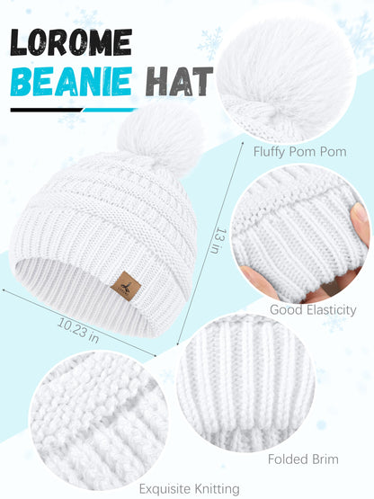Winter Hat Scarf Gloves and Ear Warmer, Warm Knit Beanie Hat Touch Screen Gloves Set Winter Gifts Neck Scarves for Women
