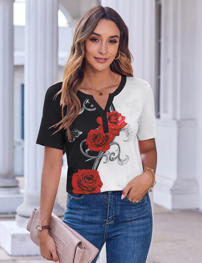 Zeagoo Womens Summer Tops Casual Short Sleeve V Neck Shirts Business Dressy Work Tunic Blouses