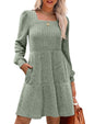 SAMPEEL Womens Square Neck Long Sleeve Fall Dresses Casual Babydoll Sweater Dress