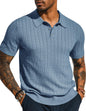 PJ PAUL JONES Mens Knit Polo Shirt Short Sleeve Hollow Out Knit Shirt Texture Knitted Polo