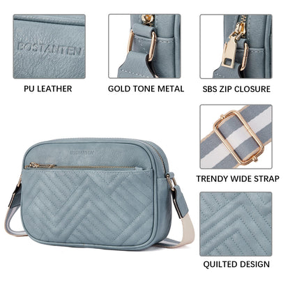 BOSTANTEN Quilted Crossbody Bags for Women Vegan Leather Purses Small Shoulder Handbags with Wide Strap