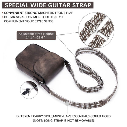 BOSTANTEN Small Crossbody Bags for Women Trendy Leather Phone Wallet Purses Handbags Adjustable Guitar Strap
