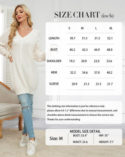 Women's Pullovers Jumper Sweaters Lantern Sleeve Casual V Neck Fall Knit Mini Sweater Dresses