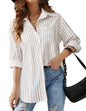 HOTOUCH Women Oversized Button Down Shirts Office Drop Shoulder Blouse Long Sleeve Boyfriend Dress Shirt with Pockets
