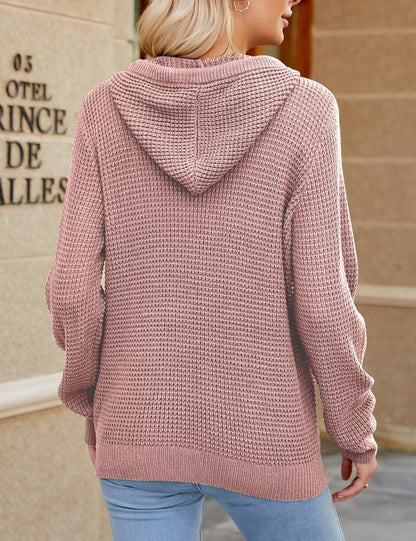 CiCiBird Women Fall Hoodies Sweater Knit V Neck Tops Oversized Fashion Pullover Casual Long Sleeve Shirts with Pockets