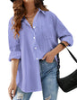 HOTOUCH Women Oversized Button Down Shirts Office Drop Shoulder Blouse Long Sleeve Boyfriend Dress Shirt with Pockets