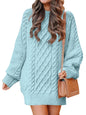 ANRABESS Women Long Sleeve Oversized Cable Knit Chunky Baggy Loose Pullover Tunic Mini Sweater Dress 2024 Trendy Fall Outfits